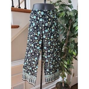 Harold's Women's Black Floral Cotton Casual High Rise Staight Pant Size 6